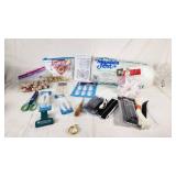 Craft Supplies including Mountain Mist Quilt Batting, Jingle Bells, Adhesive Hooks, Velcro Strips, and Accessories