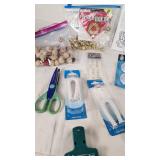 Craft Supplies including Mountain Mist Quilt Batting, Jingle Bells, Adhesive Hooks, Velcro Strips, and Accessories