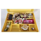 Vintage Sears Yellow Sewing Box with Supplies