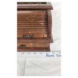 Wooden Desktop Organizer with Roll-Top and Drawers - About 14" Wide