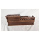 Wooden Desktop Organizer with Roll-Top and Drawers - About 14" Wide