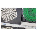 Handmade Crochet Doilies Set including White and Green Patterns