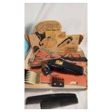 Vintage Hair Clipper and Shaver Collection including Norelco Tripleheader, Remington Princess, and Wahl Home Clipper Set