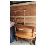 Three Wooden Tables Including Oval Coffee Table and Magazine Rack Table