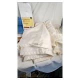 Vintage Household Items including Scale, Shower Curtain Liner, and Wall Hooks