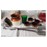 Various Kitchenware Items Including Home & Garden Party Canister, Rachael Ray Casserole, and Glass Punch Bowl Set