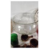 Various Kitchenware Items Including Home & Garden Party Canister, Rachael Ray Casserole, and Glass Punch Bowl Set