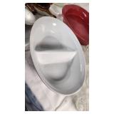 Various Kitchenware Items Including Home & Garden Party Canister, Rachael Ray Casserole, and Glass Punch Bowl Set