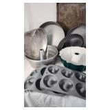 Baking Pan and Bakeware Collection including Heart-Shaped Pan, Bundt Pans, Loaf Pans, and Baking Sheets