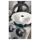 Baking Pan and Bakeware Collection including Heart-Shaped Pan, Bundt Pans, Loaf Pans, and Baking Sheets