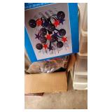 Craft Supplies and Holiday Decorations including Yarn, Wrapping Paper, and Quilting Magazines with rolling drawer plastic cabinet