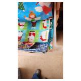 Craft Supplies and Holiday Decorations including Yarn, Wrapping Paper, and Quilting Magazines with rolling drawer plastic cabinet