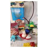 Assorted Toys and Games including Scrabble, Lincoln Logs, and Puzzles