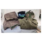 Gildan Heavy Blend Hoodie, Sleeping Bag, Military Coat and Camouflage Bag
