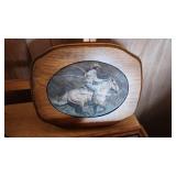 Lot of Framed Artwork, Lamps, and Folding Table