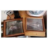 Lot of Framed Artwork, Lamps, and Folding Table