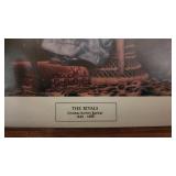 Lot of Framed Artwork, Lamps, and Folding Table