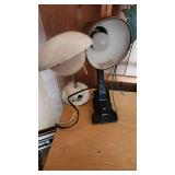 Lot of Framed Artwork, Lamps, and Folding Table