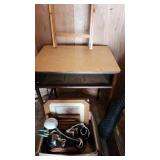 Lot of Framed Artwork, Lamps, and Folding Table