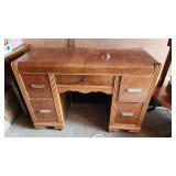 Art Deco Style Wooden Desk with Drawers