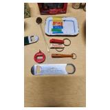 Budweiser and Jameson Openers, Vintage Thermos, and Decorative Bottles