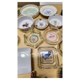 Lot of Collectible Ashtrays Featuring Various Locations and Brands