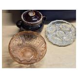 Vintage Collector Plates and Glassware Set including State Plates, Decorative Bowls, and Ceramic Pot