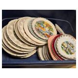 Vintage Collector Plates and Glassware Set including State Plates, Decorative Bowls, and Ceramic Pot