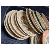 Vintage Collector Plates and Glassware Set including State Plates, Decorative Bowls, and Ceramic Pot