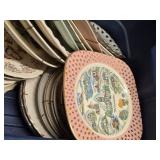 Vintage Collector Plates and Glassware Set including State Plates, Decorative Bowls, and Ceramic Pot