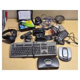Various Electronic and Miscellaneous Items including eMachines Keyboard, Tiger Quiz Wiz Game, Memorex Discman, and More