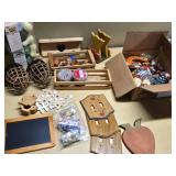 Assorted Home Decor and Craft Items Including Huntington Home Pumpkin and Gourd Bowl Fillers, Wooden Decorations, and Seasonal Ornaments