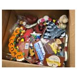 Assorted Home Decor and Craft Items Including Huntington Home Pumpkin and Gourd Bowl Fillers, Wooden Decorations, and Seasonal Ornaments