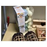 Assorted Home Decor and Craft Items Including Huntington Home Pumpkin and Gourd Bowl Fillers, Wooden Decorations, and Seasonal Ornaments