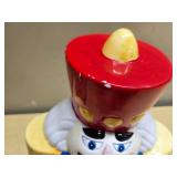 Ceramic Cookie Jars including Nutcracker, House, Apple, and Snowman Scene