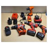 Black & Decker and Firestorm Cordless Drill Set with Chargers and Batteries - Untested
