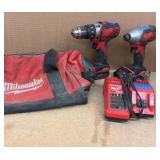 (2) MILWAUKEE Impact Driver drills, battery pack and charger