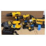 DEWALT impact drivers, drills, chargers, batteries