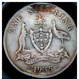 Error Coin, 1935 Silver Australia 1 Shilling, Planchet Malformation