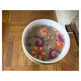 Limoges France Vintage Green Floral Round Trinket Box with Music-Note Corkscrew Opener