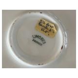 Limoges France Vintage Green Floral Round Trinket Box with Music-Note Corkscrew Opener