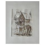 Three Framed European Architectural Prints & Drawing - Munich & Riedlingen 1964