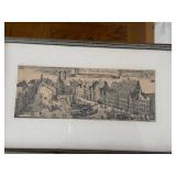 Three Framed European Architectural Prints & Drawing - Munich & Riedlingen 1964