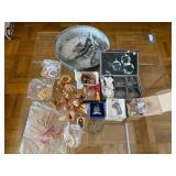 Christmas Ornament & Holiday Decor Lot - Glass Balls, Pinecones, Wire Spheres