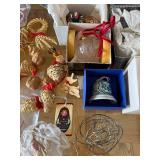 Christmas Ornament & Holiday Decor Lot - Glass Balls, Pinecones, Wire Spheres