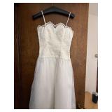 Vintage Two Piece White Formal Dress with Sheer Embroidered Overlay Jacket