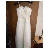 Vintage Two Piece White Formal Dress with Sheer Embroidered Overlay Jacket