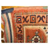 Persian-Style Oriental Rug - Red Field with Navy Central Medallion, Fringed Edges
