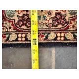 Persian Style Floral Area Rug with Fringe Dark Field Red Border
