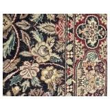Persian Style Floral Area Rug with Fringe Dark Field Red Border